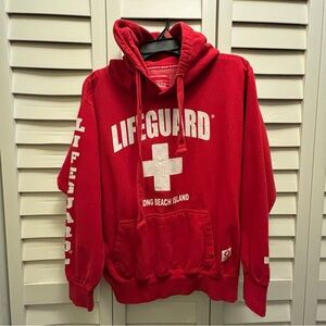 Authentic Lifeguard Sweatshirt Men’s Small Red Hoodie Designed In Brooklyn Y2K